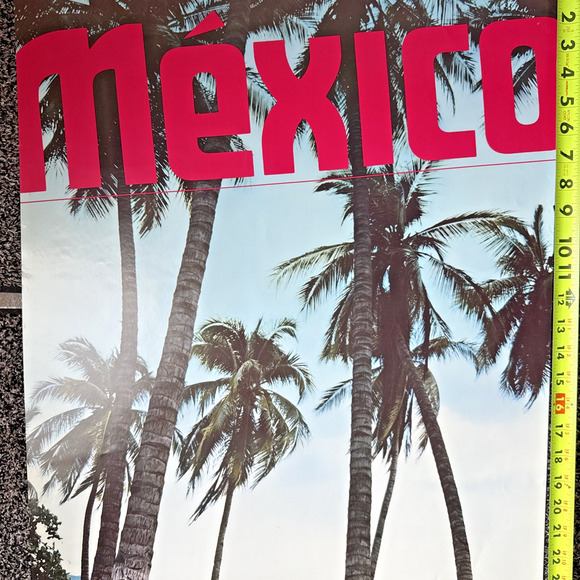 Vintage Mexico Travel Poster Mexican Beach Tourism Romantic Palm Trees 30" x 20" - Picture 4 of 6